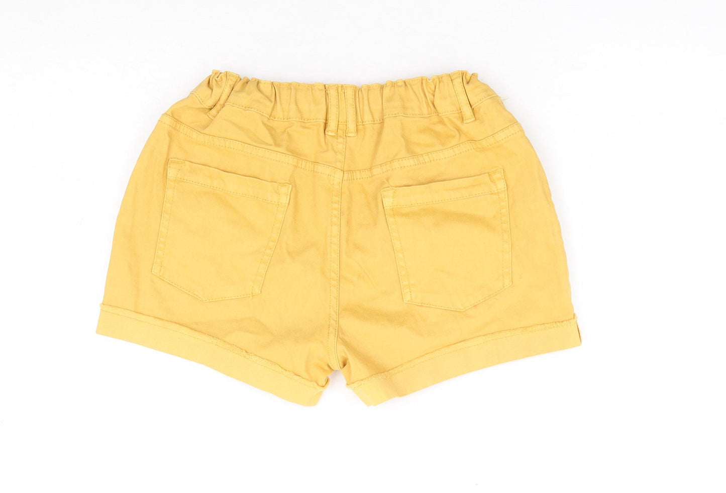 Primark Girls Yellow Cotton Mom Shorts Size 12-13 Years Regular Zip