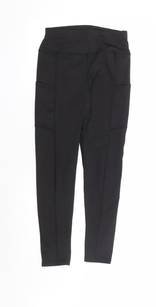 SheIn Womens Black Polyester Capri Leggings Size S L24 in Regular Pullover