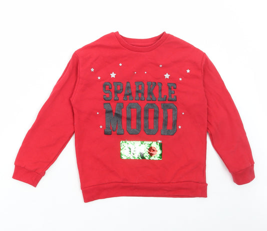 Dunnes Stores Boys Red Cotton Pullover Hoodie Size 9 Years Pullover - Sparkle Mood, Christmas