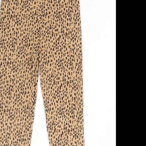 George Girls Beige Animal Print Cotton Jegging Trousers Size 11-12 Years Regular Pullover - Leopard Print Legging