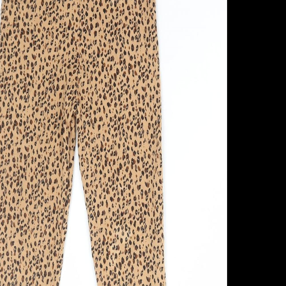George Girls Beige Animal Print Cotton Jegging Trousers Size 11-12 Years Regular Pullover - Leopard Print Legging