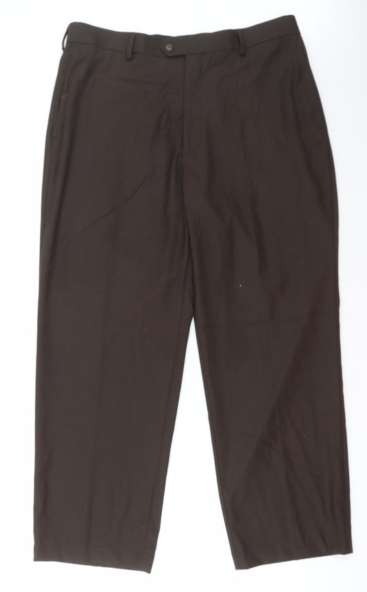 Covington Mens Brown Polyester Trousers Size 36 in L29 in Regular Zip