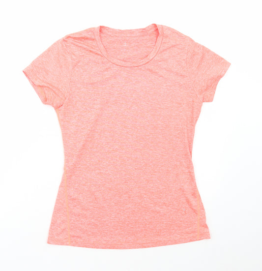 Icyzone Womens Orange Polyester Basic T-Shirt Size XS Round Neck Pullover