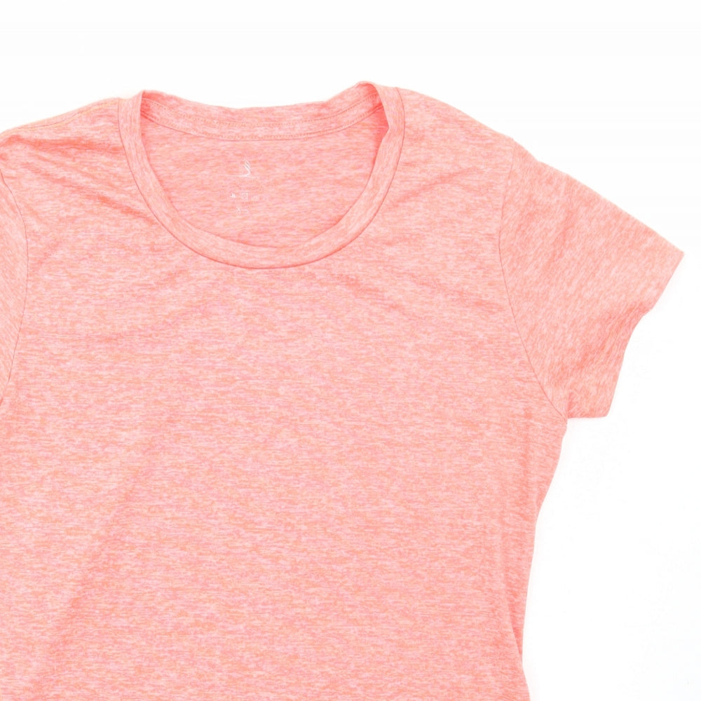Icyzone Womens Orange Polyester Basic T-Shirt Size XS Round Neck Pullover