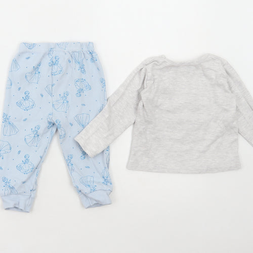 Primark Girls Blue Geometric Cotton Set Pyjama Set Size 12-18 Months Pullover - Cinderella