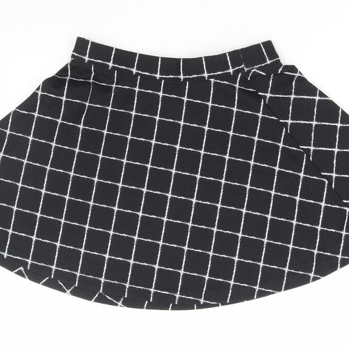 F&F Girls Black Check Polyester Skater Skirt Size 10-11 Years Regular