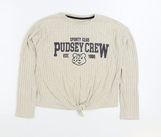 George Girls Beige Viscose Pullover Sweatshirt Size 11-12 Years Pullover - Pudsey Crew