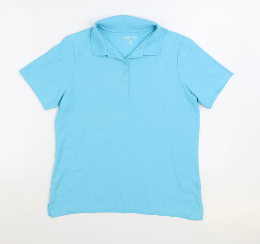Dunnes Stores Mens Blue 100% Cotton Polo Size M Collared Pullover