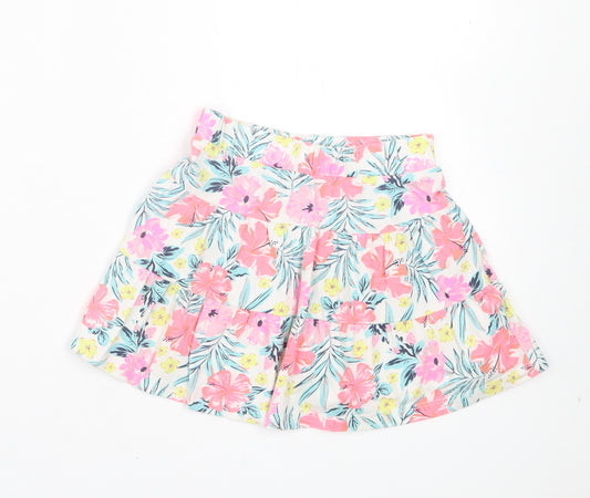 Dunnes Stores Girls Multicoloured Floral Cotton A-Line Skirt Size 2-3 Years Regular Pull On