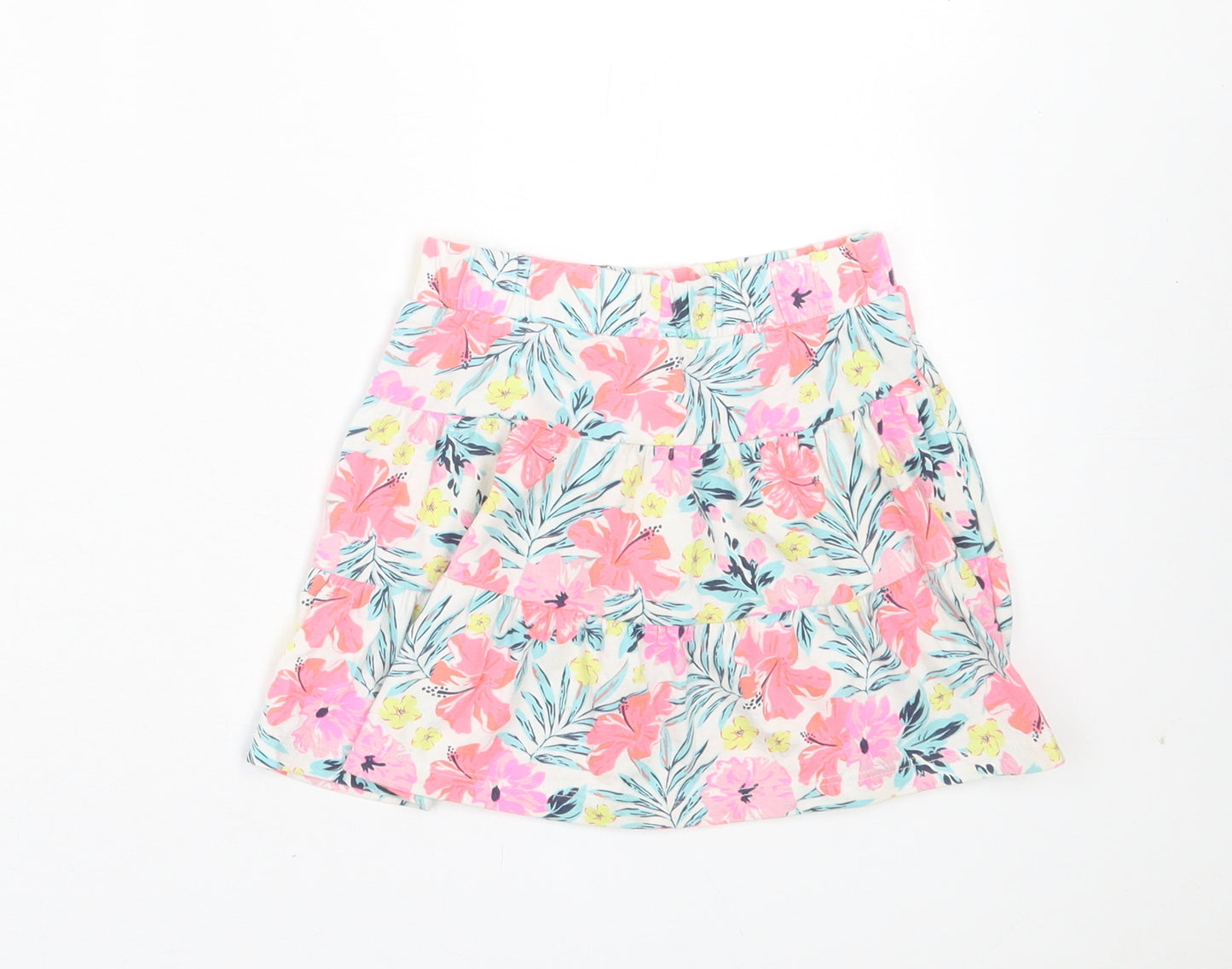 Dunnes Stores Girls Multicoloured Floral Cotton A-Line Skirt Size 2-3 Years Regular Pull On