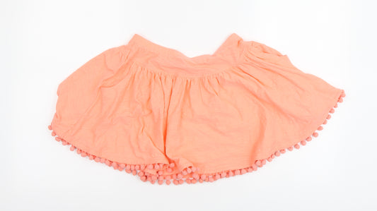 I Love Girlswear Girls Orange Cotton Pleated Skirt Size 11 Years Regular Button