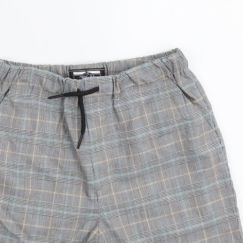 NEXT Boys Grey Plaid Polyester Chino Shorts Size 5-6 Years Regular Drawstring