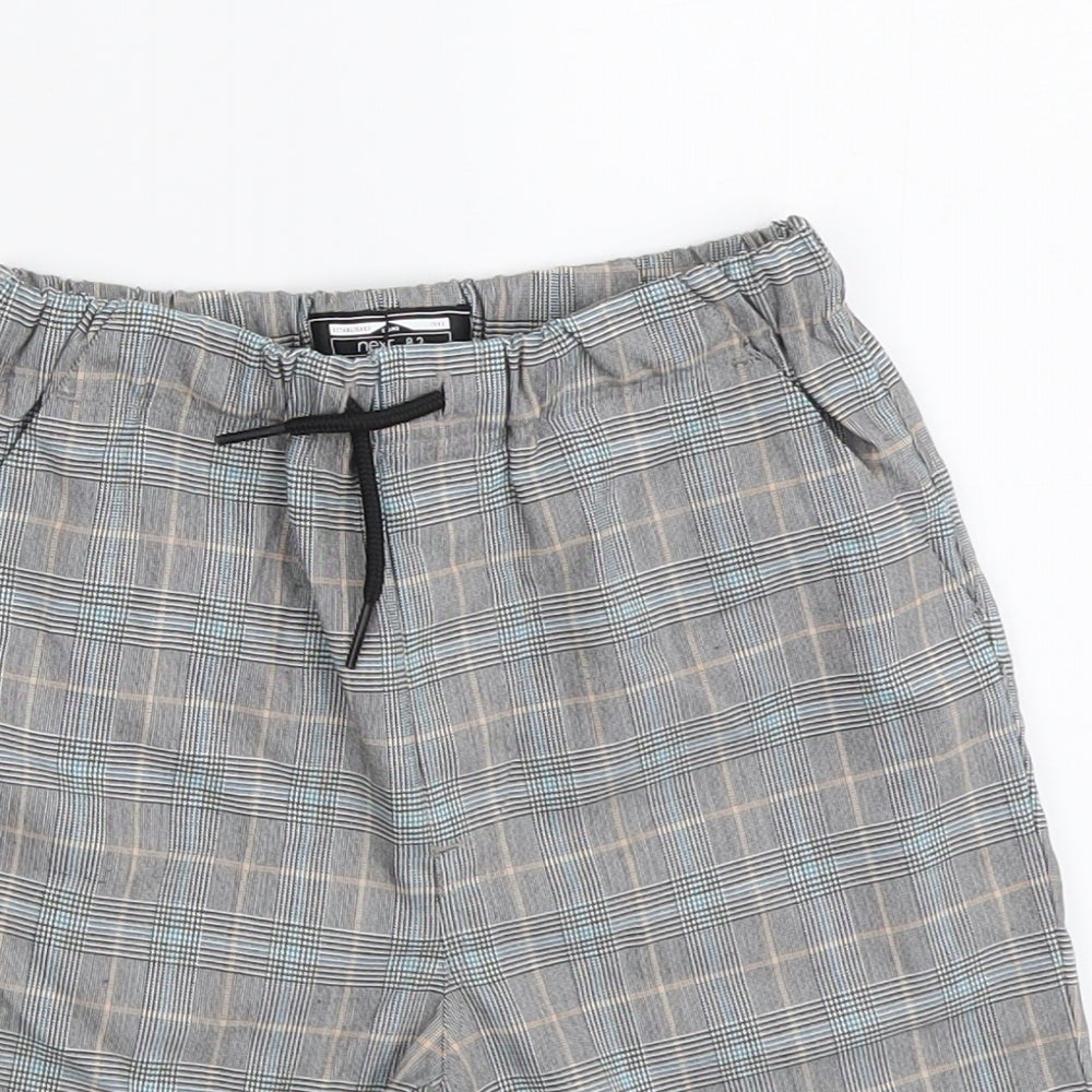 NEXT Boys Grey Plaid Polyester Chino Shorts Size 5-6 Years Regular Drawstring