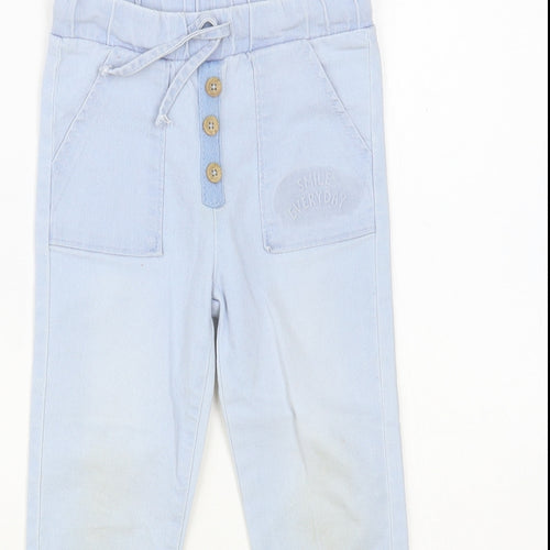 So Cute Girls Blue Cotton Straight Jeans Size 2-3 Years Regular Drawstring - Smile Everyday