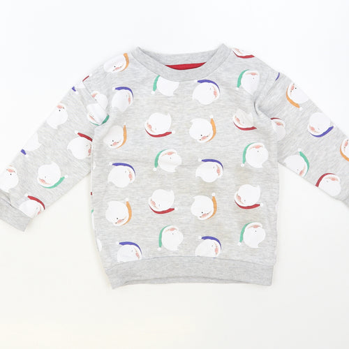 Primark Girls Grey Geometric Cotton Pullover Sweatshirt Size 2-3 Years Pullover - Santa Print
