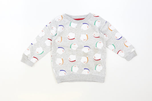 Primark Girls Grey Geometric Cotton Pullover Sweatshirt Size 2-3 Years Pullover - Santa Print