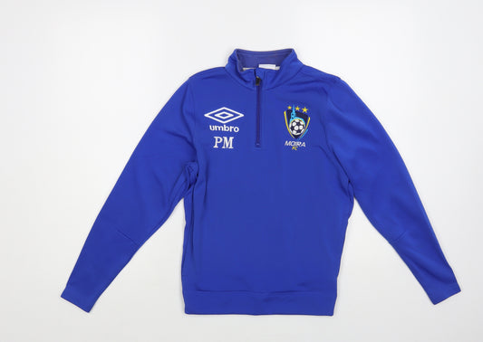 Umbro Boys Blue Polyester Pullover Sweatshirt Size 11 Years Zip - Moira FC
