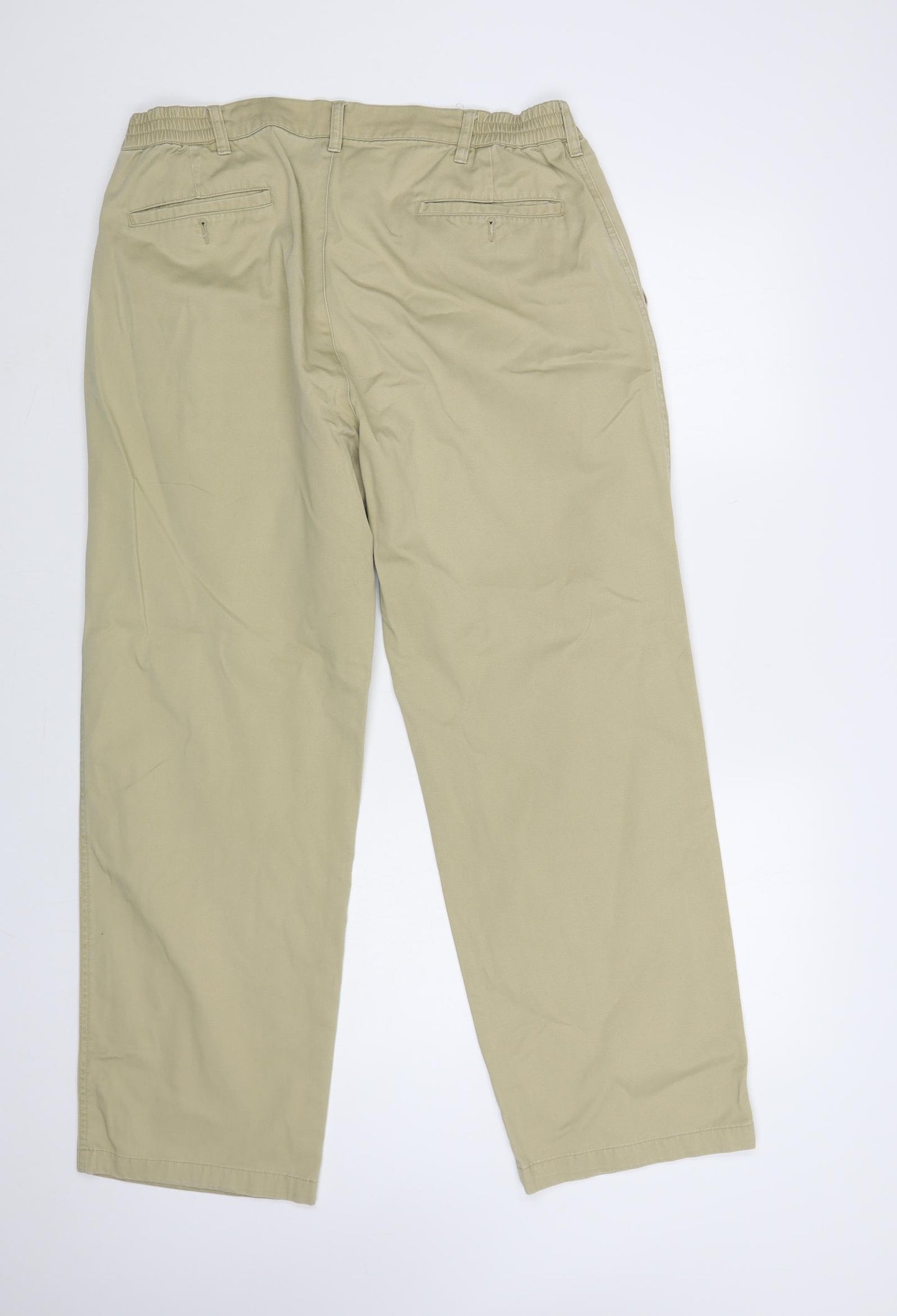 Hawkshead Mens Beige Cotton Chino Trousers Size 36 in L30 in Regular Button