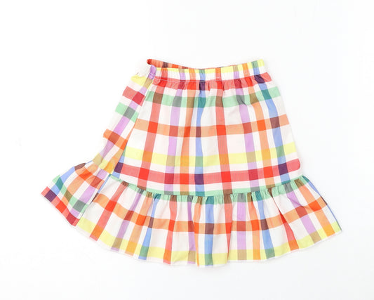 Preworn Girls Multicoloured Check Polyester Skater Skirt Size 2-3 Years Regular