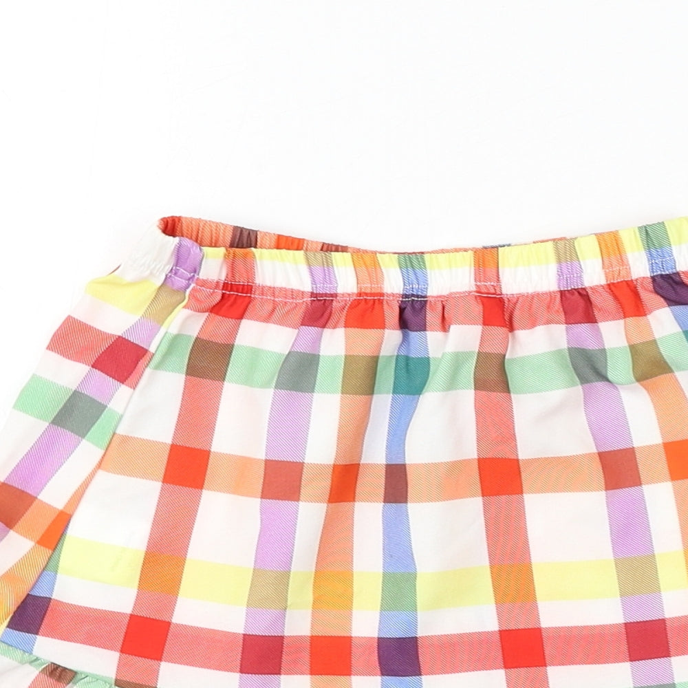 Preworn Girls Multicoloured Check Polyester Skater Skirt Size 2-3 Years Regular