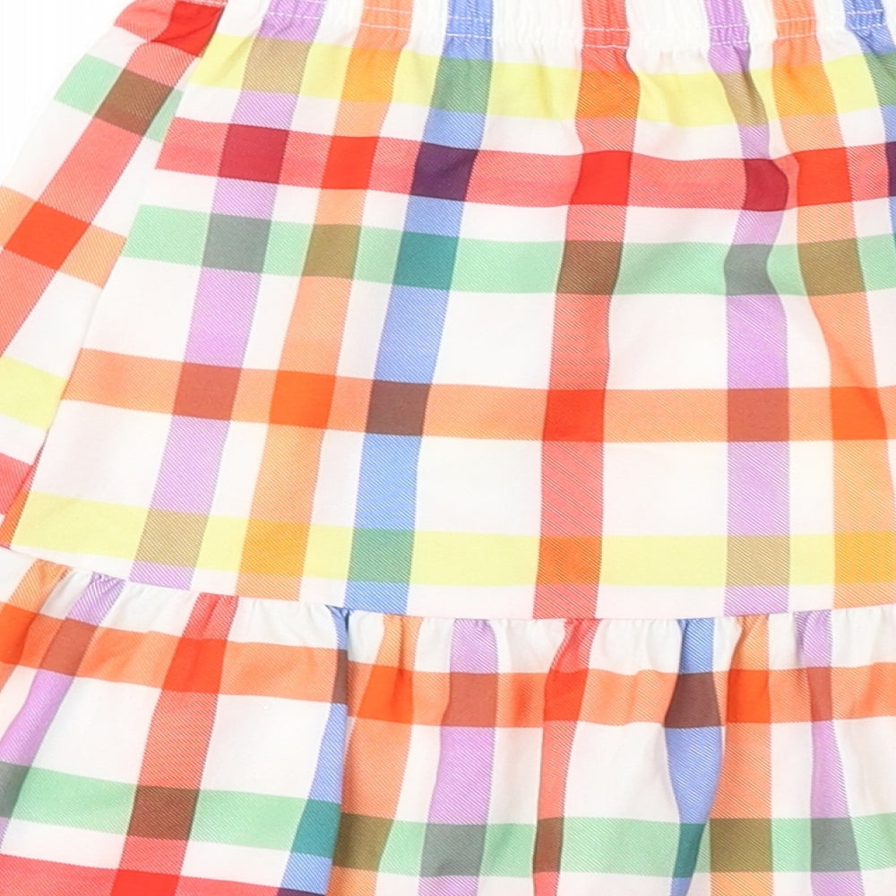 Preworn Girls Multicoloured Check Polyester Skater Skirt Size 2-3 Years Regular