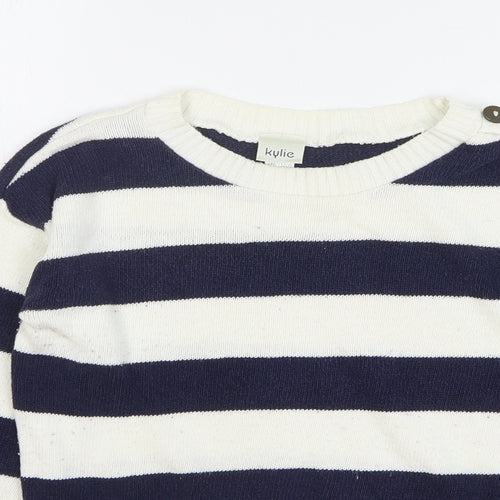 Kylie Girls Multicoloured Round Neck Striped Cotton Pullover Jumper Size 11-12 Years Pullover