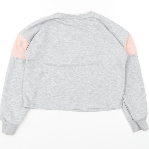 Miss E-vie Girls Grey Polyester Pullover Sweatshirt Size 9-10 Years Pullover - Let It Grow