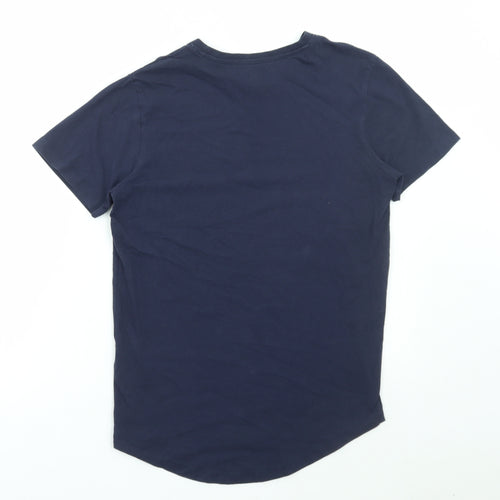 JACK & JONES Mens Blue Cotton T-Shirt Size S Round Neck