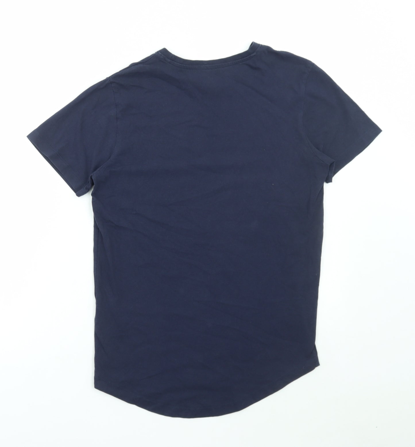 JACK & JONES Mens Blue Cotton T-Shirt Size S Round Neck