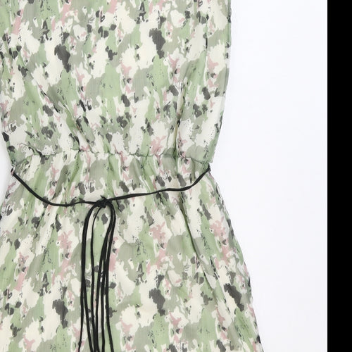 Garcia Womens Green Geometric Polyester Tank Dress Size 10 Boat Neck Button