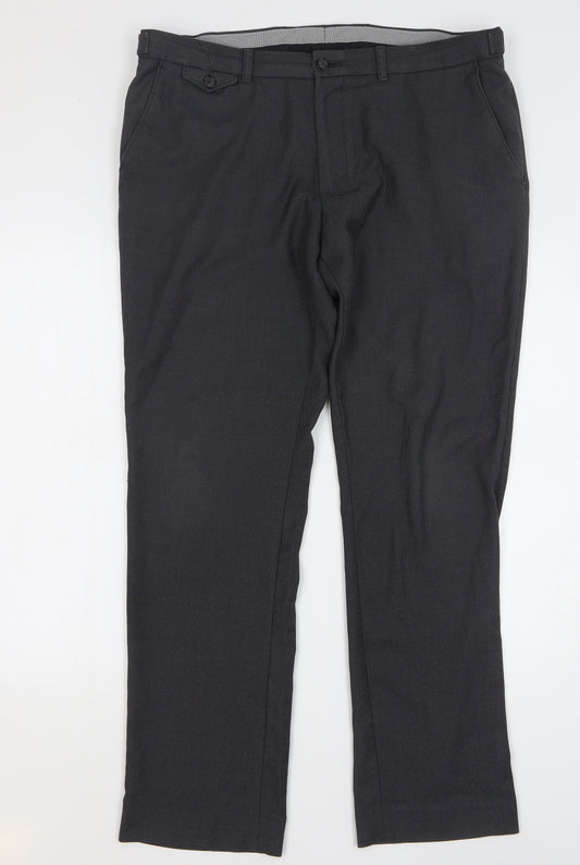 NEXT Mens Grey Polka Dot Polyester Trousers Size 36 L32 in Regular Button