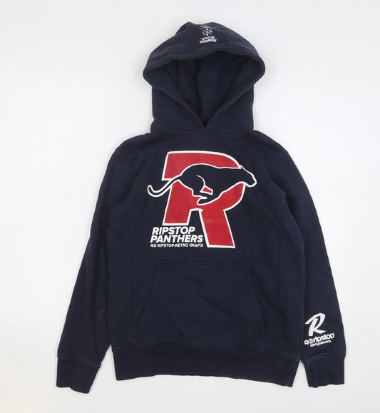 Ripstop Boys Blue Cotton Pullover Hoodie Size L Pullover