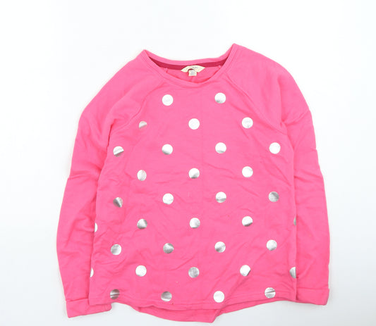Lands' End Girls Pink Spotted Cotton Pullover Sweatshirt Size 10-11 Years Pullover