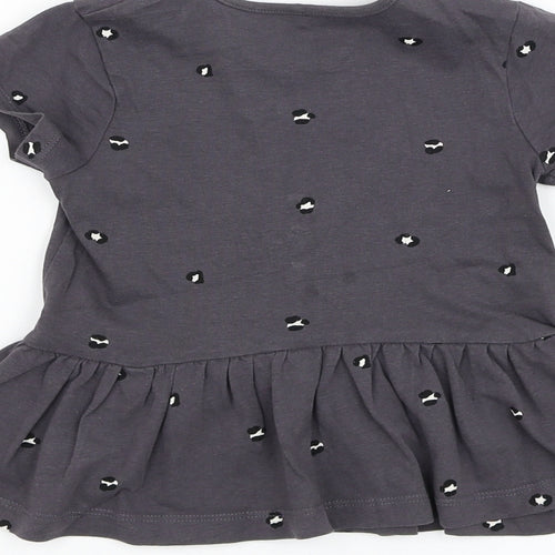 George Girls Grey Animal Print Cotton T-Shirt Dress Size 2-3 Years Round Neck Pullover