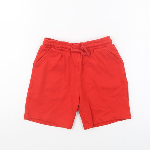 Matalan Boys Red Cotton Sweat Shorts Size 5-6 Years Regular Drawstring