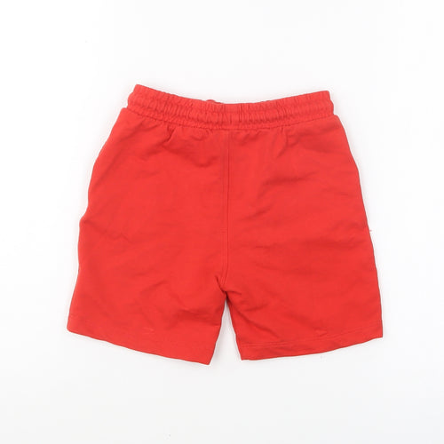 Matalan Boys Red Cotton Sweat Shorts Size 5-6 Years Regular Drawstring