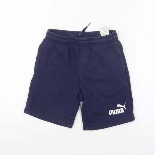 PUMA Boys Blue Polyester Sweat Shorts Size 5-6 Years Regular Drawstring