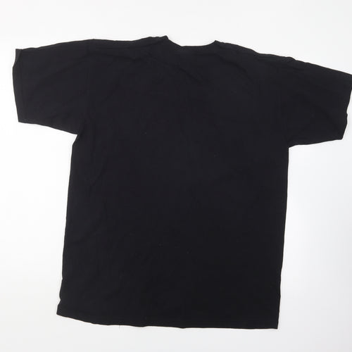 Fruit of the Loom Mens Black Cotton T-Shirt Size L Round Neck - XBox Legend
