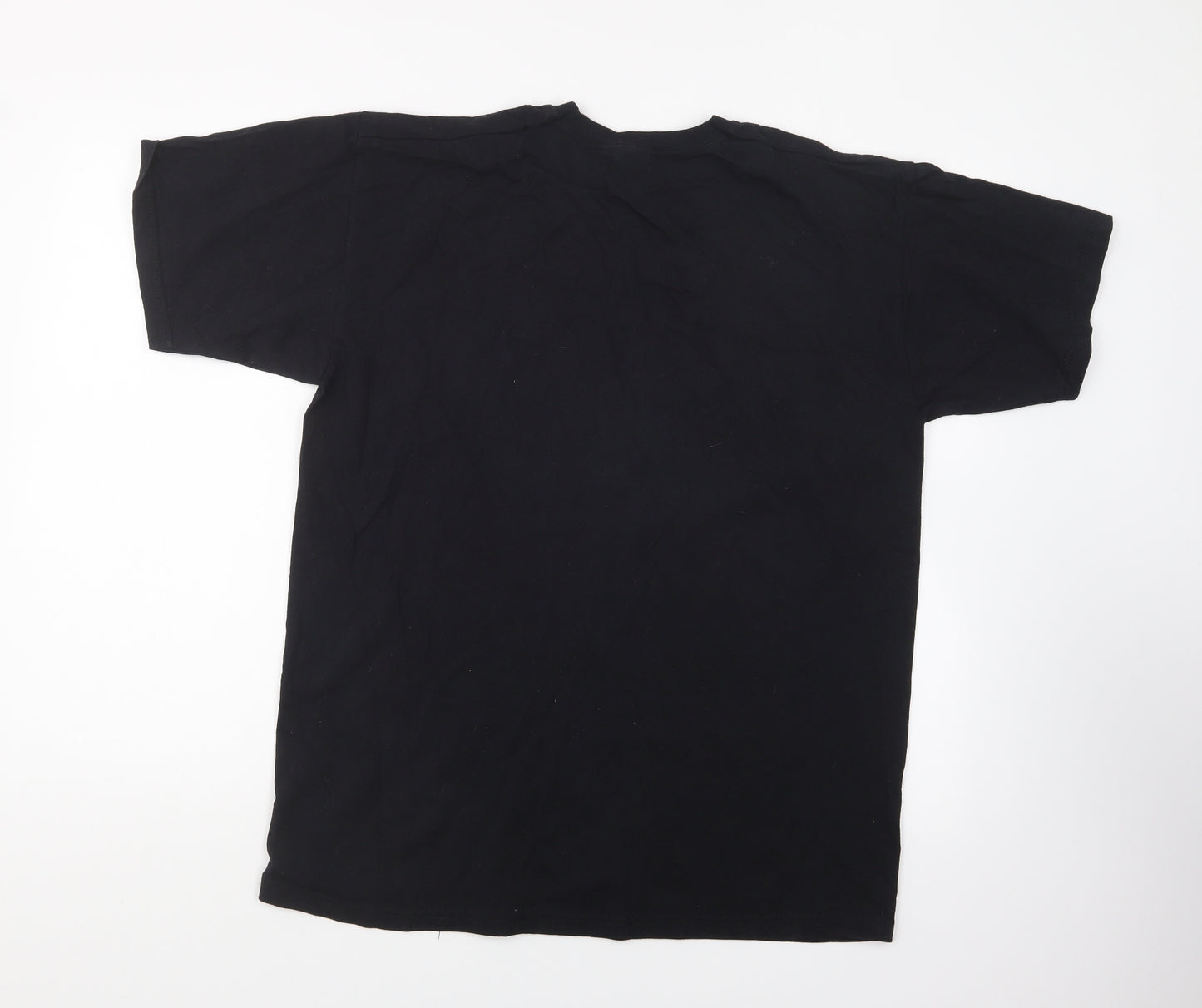 Fruit of the Loom Mens Black Cotton T-Shirt Size L Round Neck - XBox Legend