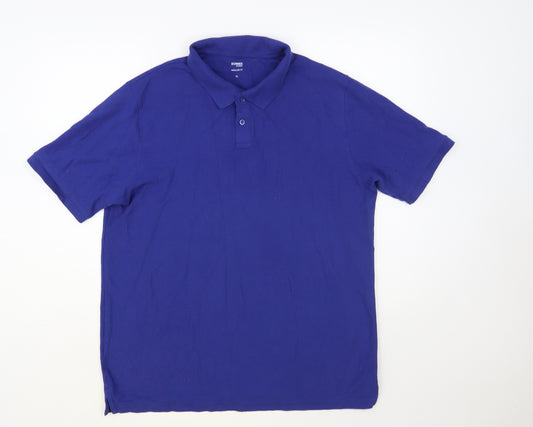 Dunnes Stores Mens Blue Cotton Polo Size L Collared Button
