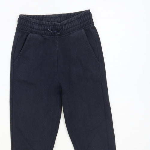 Dunnes Stores Boys Blue Cotton Jogger Trousers Size 6 Years Regular Drawstring