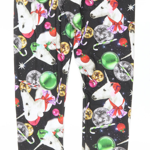 F&F Kids Girls Black Colourblock Polyester Jegging Trousers Size 12-13 Years L27 in Athletic - Unicorn. Christmas leggings