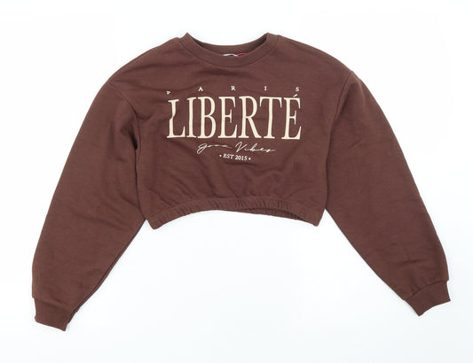 Candy Girls Brown Cotton Pullover Sweatshirt Size 10 Years Pullover - Cropped Liberte