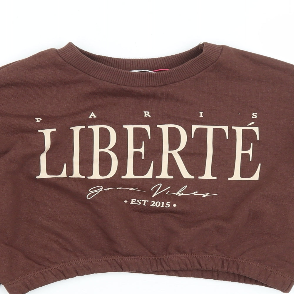 Candy Girls Brown Cotton Pullover Sweatshirt Size 10 Years Pullover - Cropped Liberte
