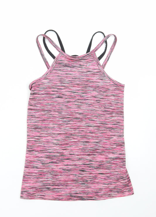 F&F Womens Pink Geometric Polyester Basic Tank Size 10 Round Neck Pullover