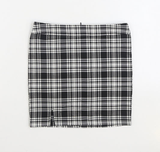 915 Generation Girls Black Plaid Polyester Mini Skirt Size 9 Years Regular Zip
