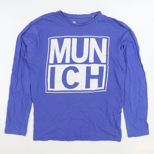 Cedar Wood State Mens Blue Cotton T-Shirt Size M Round Neck - Munich