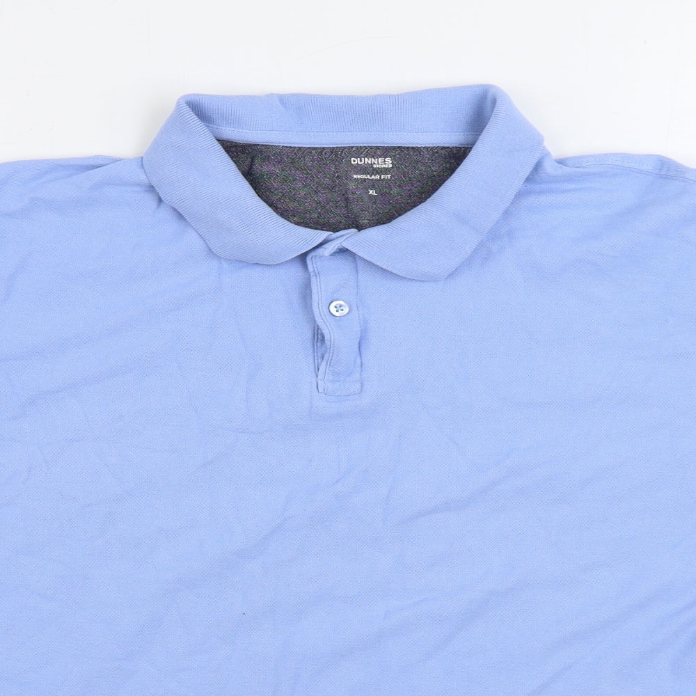 Dunnes Stores Mens Blue Cotton Polo Size XL Collared Button