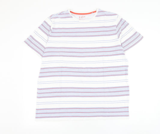 Matalan Mens Multicoloured Striped Cotton T-Shirt Size L Round Neck