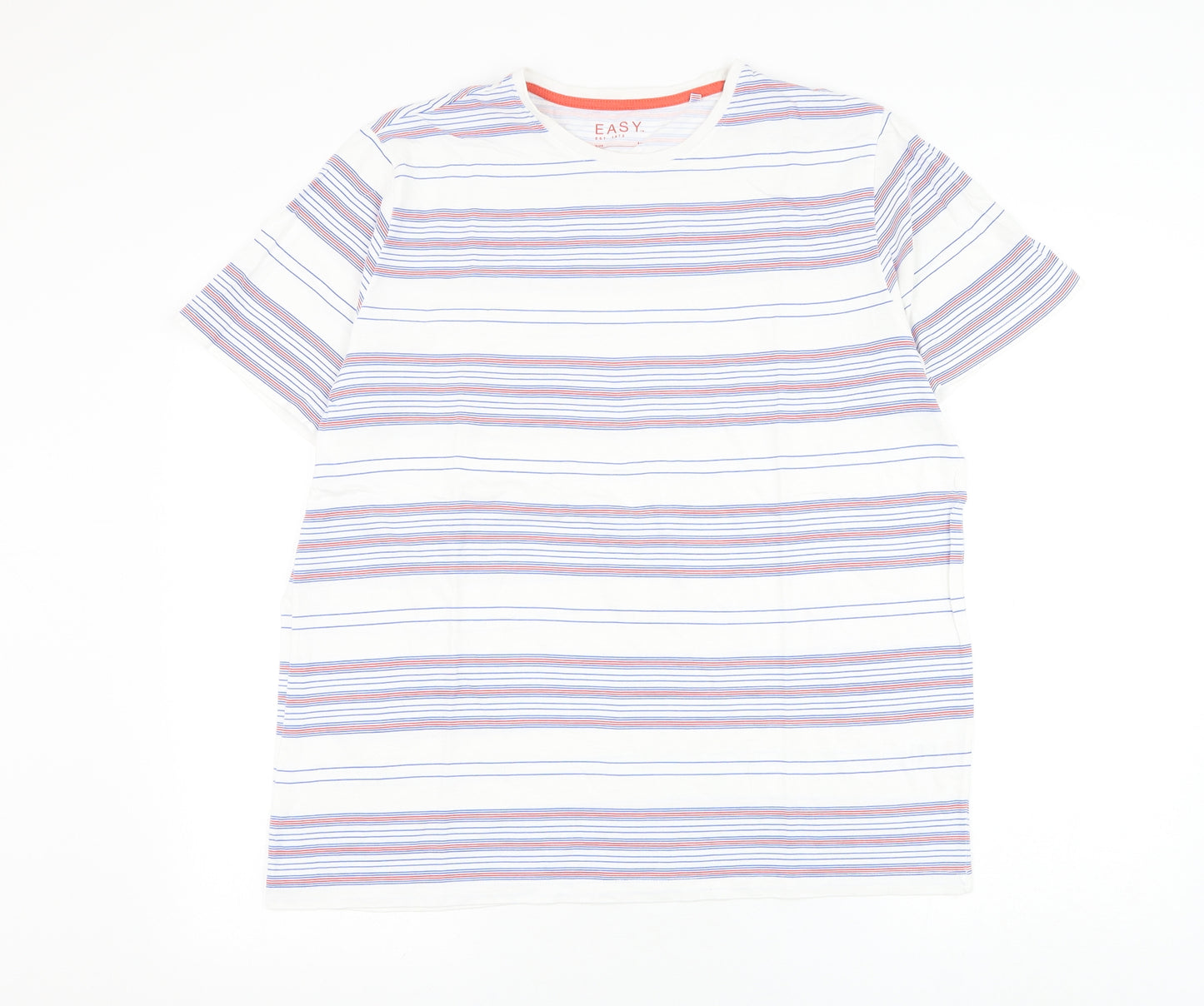 Matalan Mens Multicoloured Striped Cotton T-Shirt Size L Round Neck